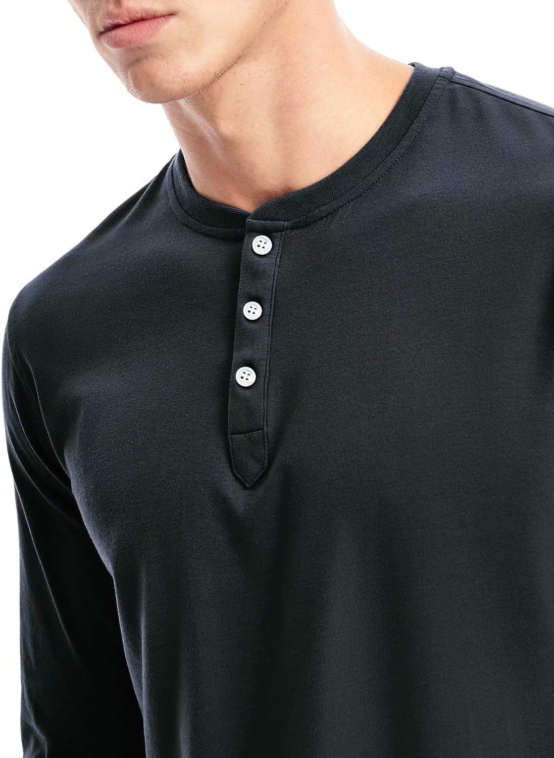 Zengjo Mens Henley Shirts Long Sleeve Casual 3 Button T-Shirts Cotton Blended Tee - Image 3