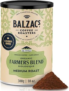 Balzac’s Coffee Roasters – Farmers’ Blend | Fairtrade Organic | Ground (For Filter Only) 100% Arabica Whole Bean Coffee | Filter Drip | Marble (Med/Dark) Roast | Bright & Complex | 300G, 10OZ.
