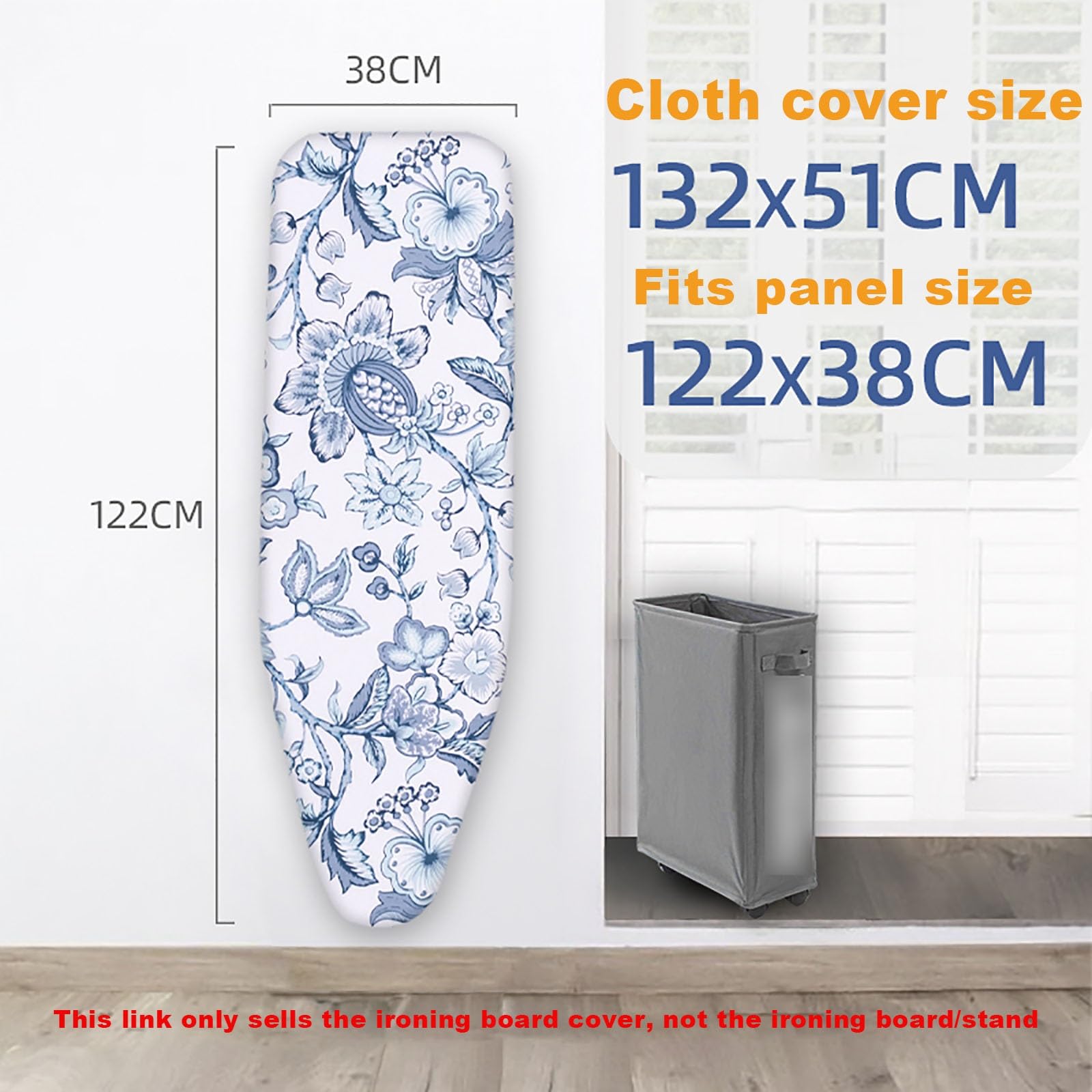 Copri asse da stiro 100% cotone e imbottitura spessa,Vari stili e dimensioni disponibilitelo asse da stiro，Facile da installare Resistente alle alte temperaturecopriasse da stiro ( Size : L122*W38cm ,