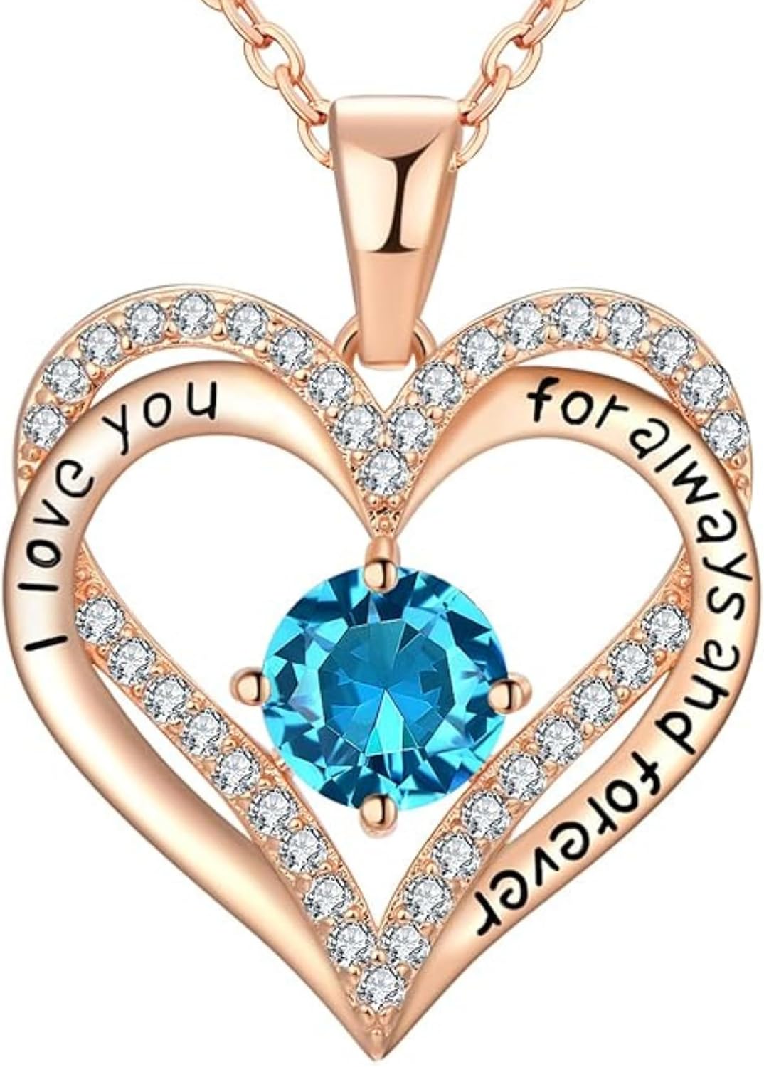 Birthstone Heart Pendant Necklace for Women, S925 Sterling Silver