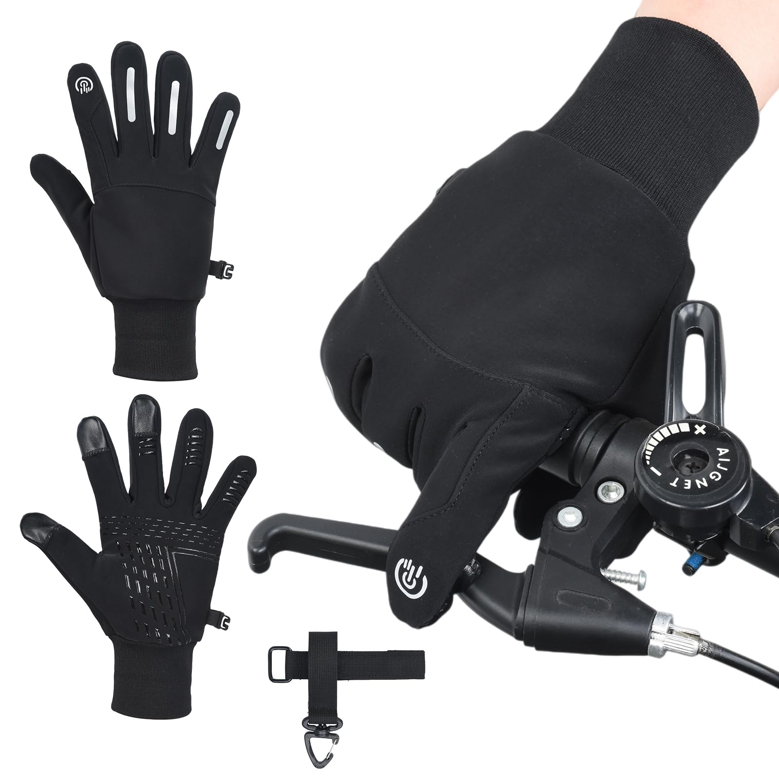 OTraki Cycling Gloves Womens Winter Waterproof Touchscreen Gloves Windproof Running Gloves Non-Slip Thermal Gloves Sports Gloves for Men Women Cycling Hiking Running ⟮M⟯