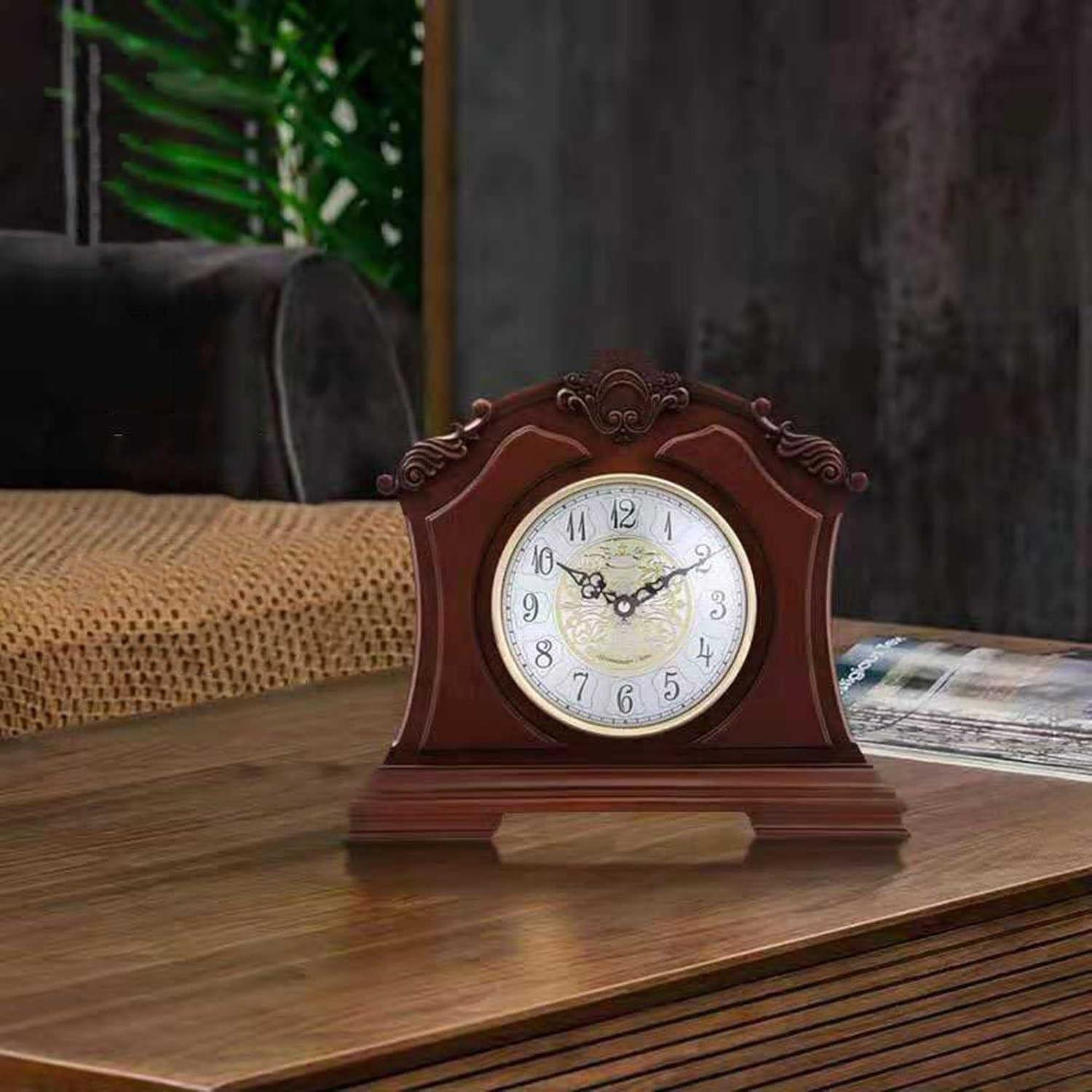 Vintage Mantel Clocks, Wooden Mantle Clock Arabic Numerals Dial Table Clock for Desk and Shelf Home Décor