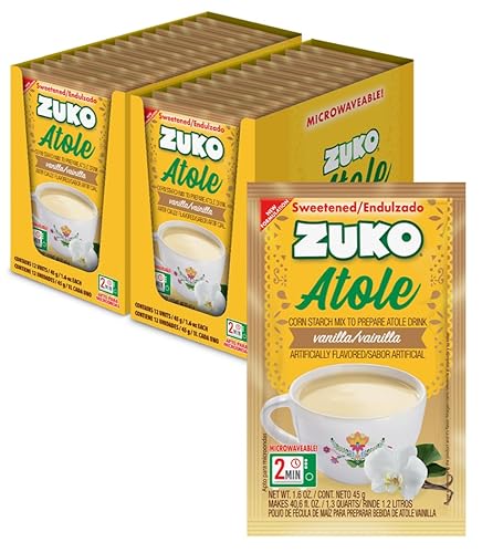 Zuko Atole Vanilla - Mezcla instantánea de almidón de maíz  Fortificada con vitaminas  Solo tienes que añadir agua caliente  Apto para microondas en