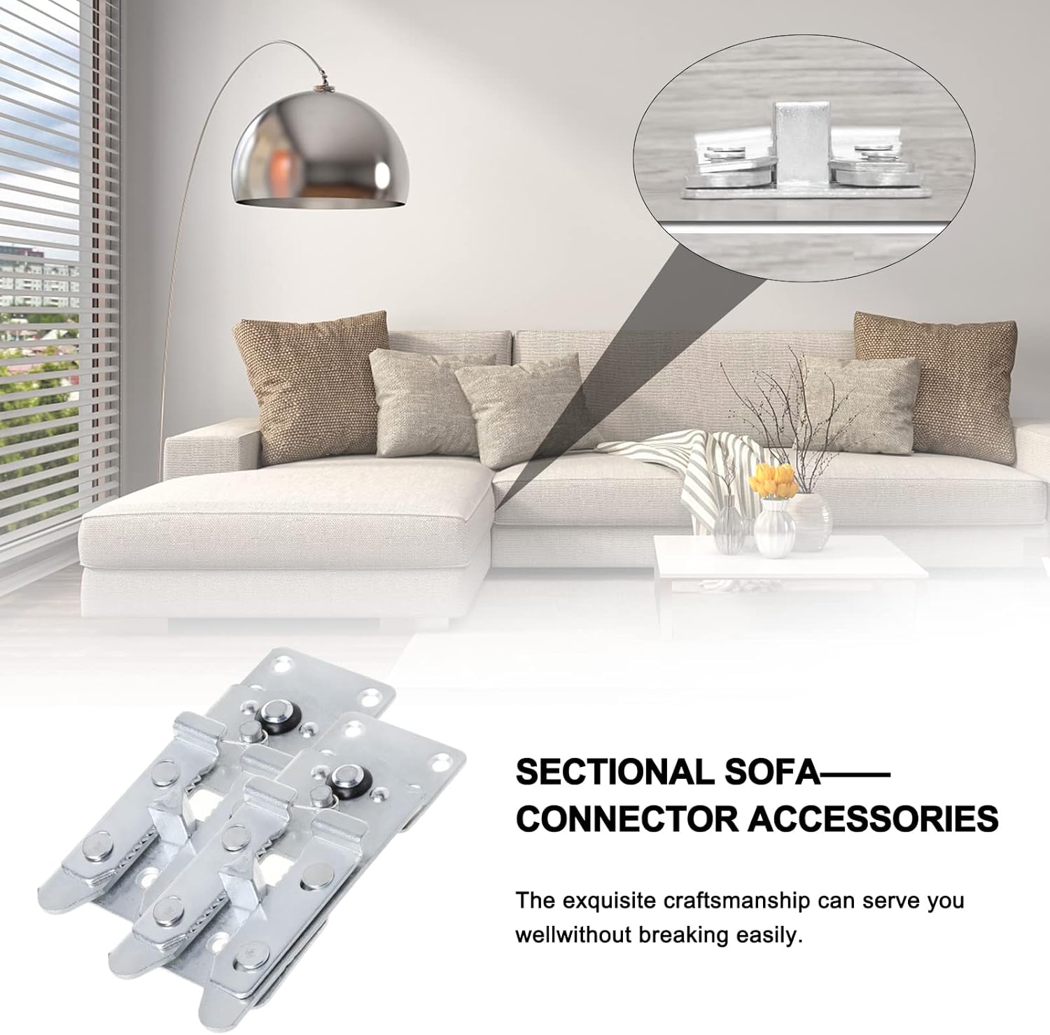 DEEPDREAM 4 Pack Sectional Couch Connectors Metal Couch Clips Sofa Connector Interlocking Furniture Connector with 40 Screws