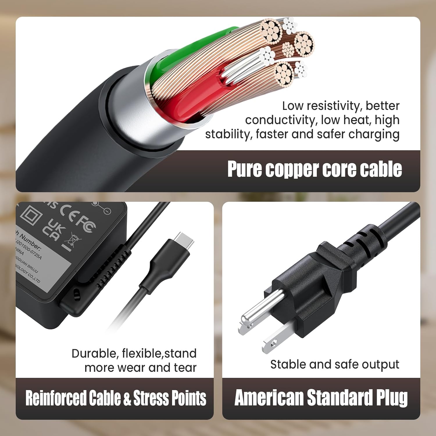 90W USB C Laptop Charger Compatible with MacBook Pro/Air, Lenovo ThinkPad Yoga, HP Spectre Envy, ASUS Chromebook ZenBook, Huawei MateBook, Xiaomi Notebook Type C Fast Charging Adapter 90W USB C PD Charger image 5 of 7 B07D3Y8B6F