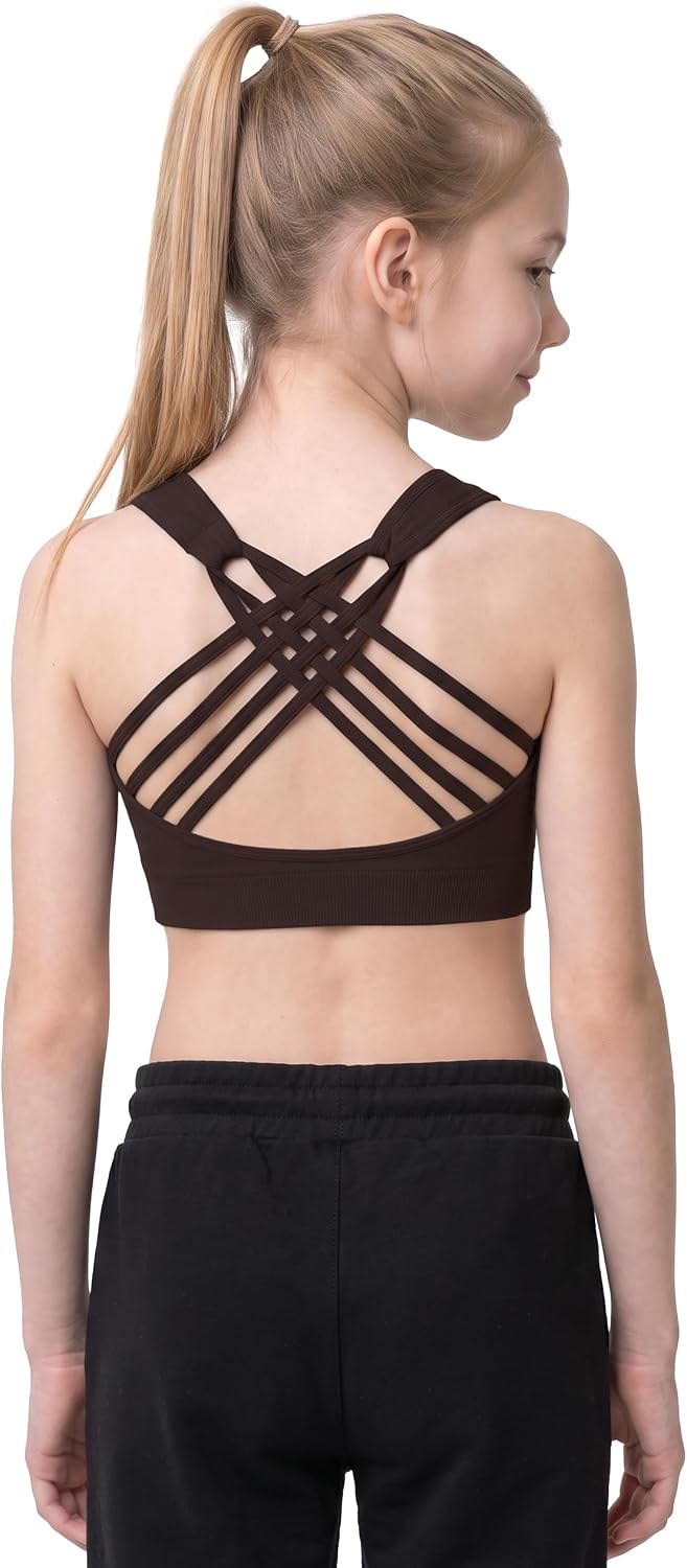 Kurve Girl’s Seamless Strappy Back Stretchy Crop Undershirt Bra, Made in USA