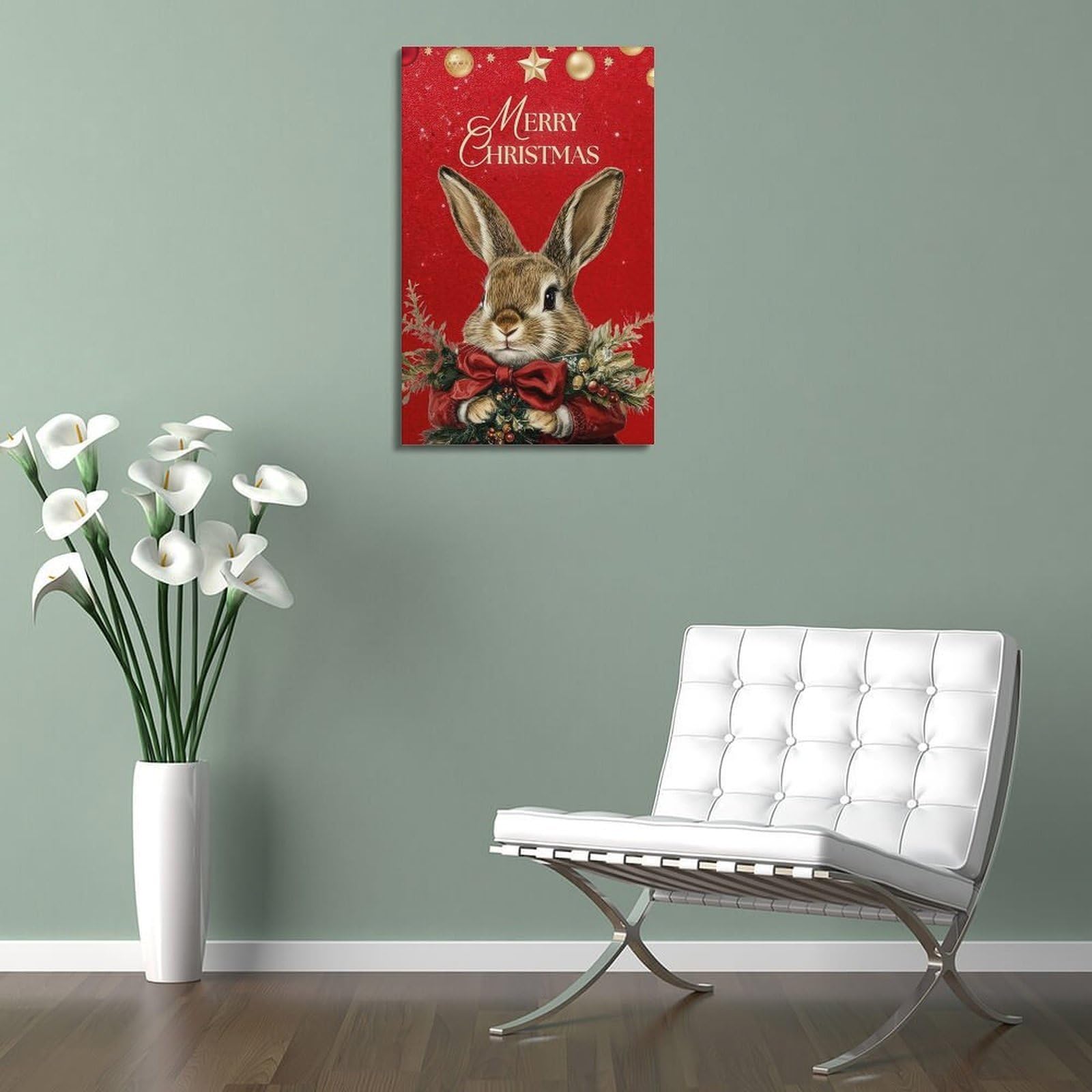 CWLLOG Stampe su tela da parete, poster per festival, coniglietto di Natale, saluto caldo, decorazione moderna per soggiorno e camera da letto, 40 x 60 cm