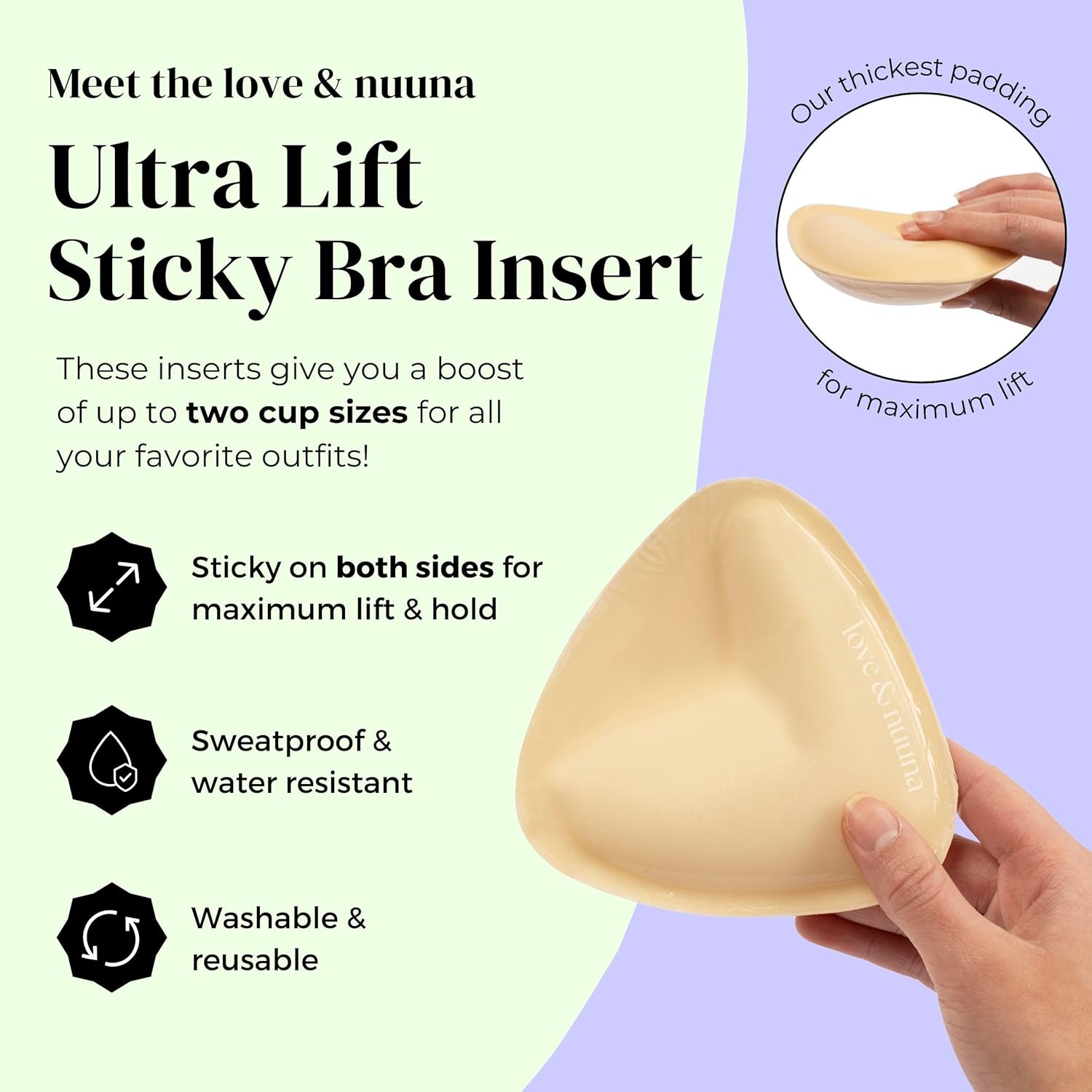 love & nuuna Double Sided Sticky Push Up Bra Inserts - Reusable Adhesive Bra with Padding - Sticky Bra for Dresses Bikinis - Image 2