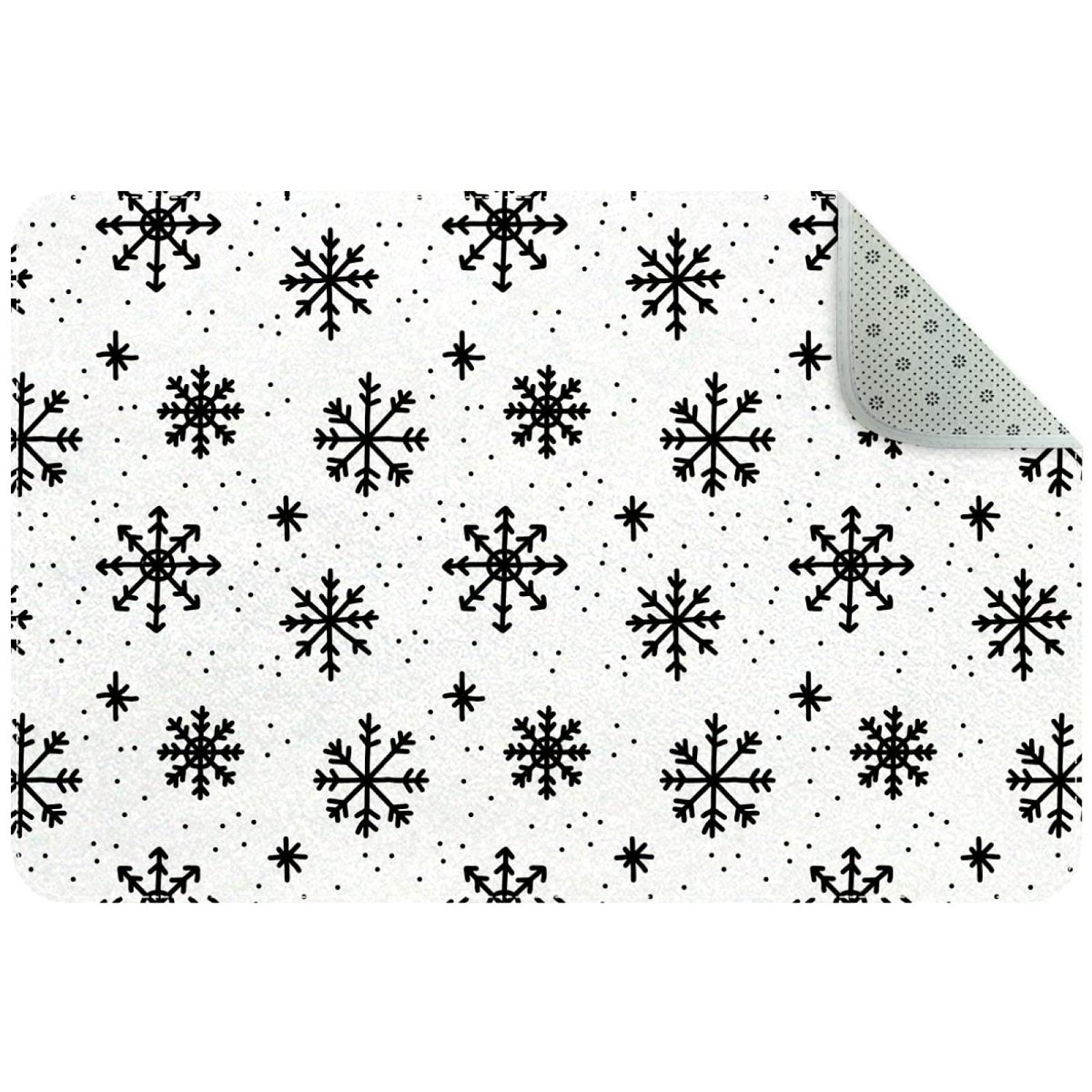 Paillasson d'intérieur super absorbant lavable et antidérapant à motif flocon