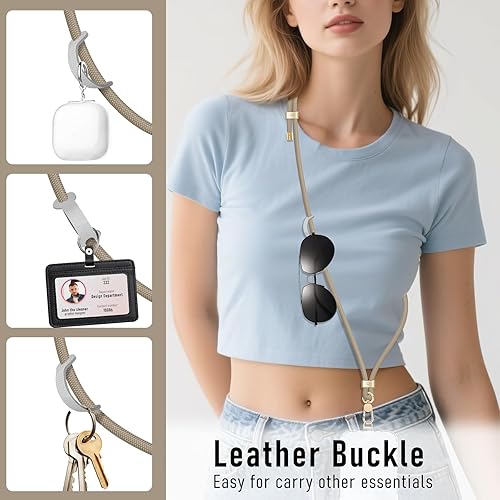 Miniatura 5 de UKON Cordón para teléfono celular, cordón cruzado con hebilla de metal de alta calidad con 2 parches para teléfono (azul)