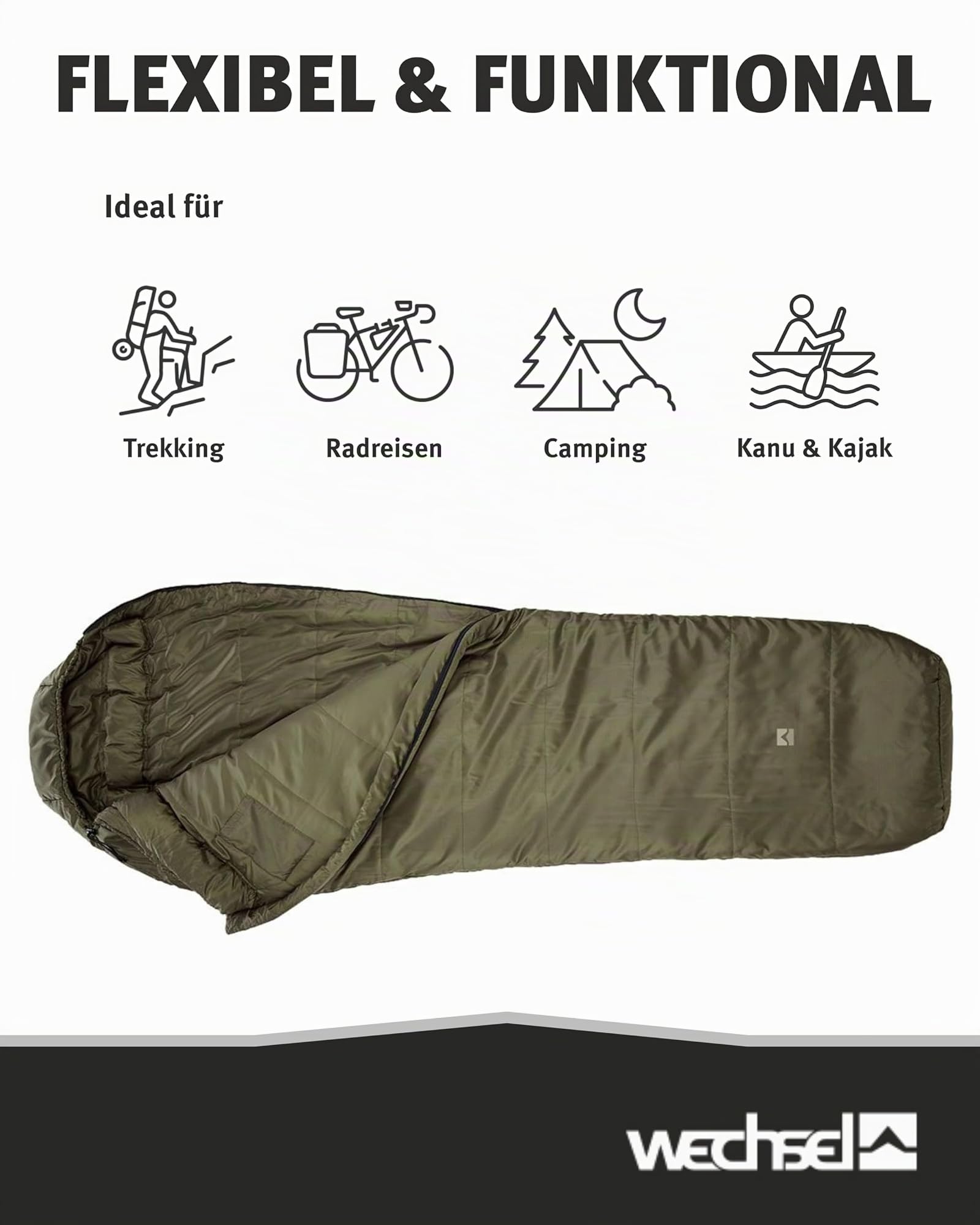 Wechsel Mumienschlafsack Wildfire 0 °C I 4-Jahreszeiten Schlafsack I Kompakt & leicht I Für Temperaturen von 0°C bis 10°C I Ideal für Camping & Outdoor I Größe M