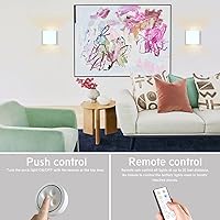 Vista 4 de HEQIQEH Modern Cube - Apliques de pared a pilas, cubo LED blanco para interiores arriba y abajo, lámpara de pared con control remoto, accesorios