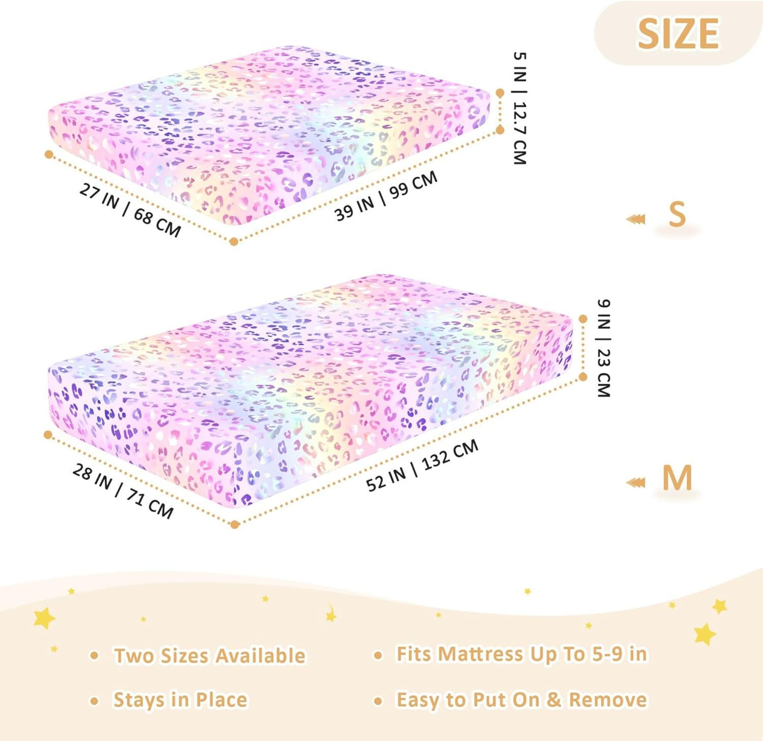 Magical Galaxy Leopard Prints Crib Sheets Soft Breathable Fitted Cotton Baby Crib Sheets Mattress Cover for Girl Boy, 52" x 28" x 9"