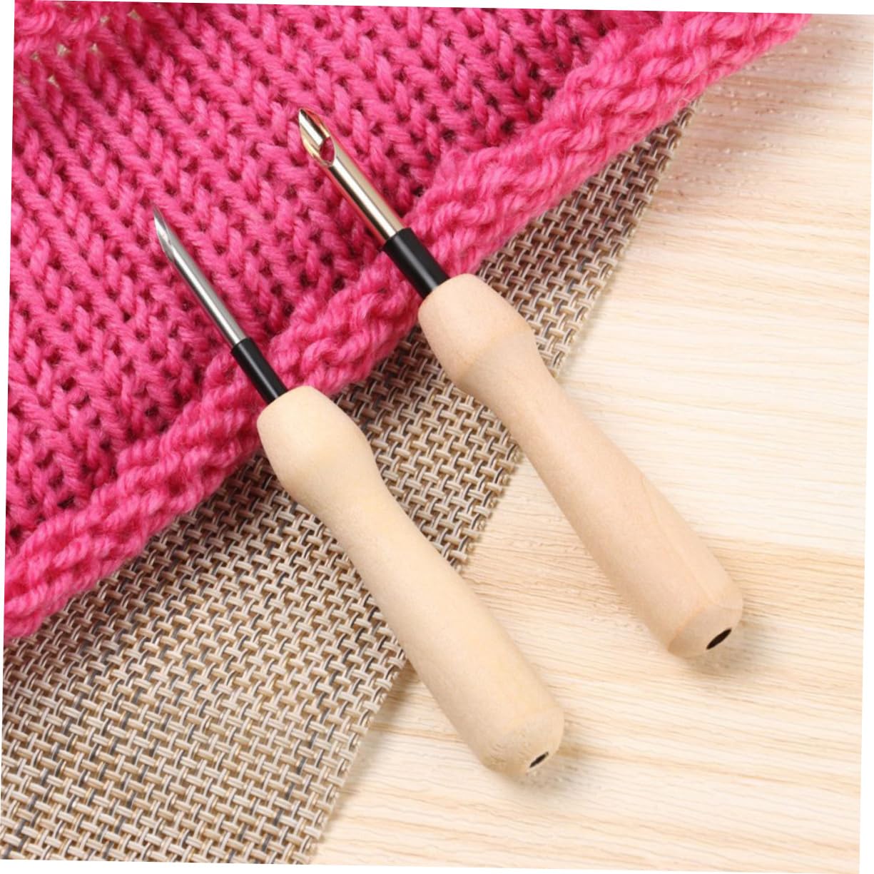 SEWACC 15 Pièces Épinglette à broderie aiguille à perforer bricolage outil d'aiguille de poinçon outils de couture bricolage Aiguilles à coudre kits de broderie à l'aiguille perforée Bois