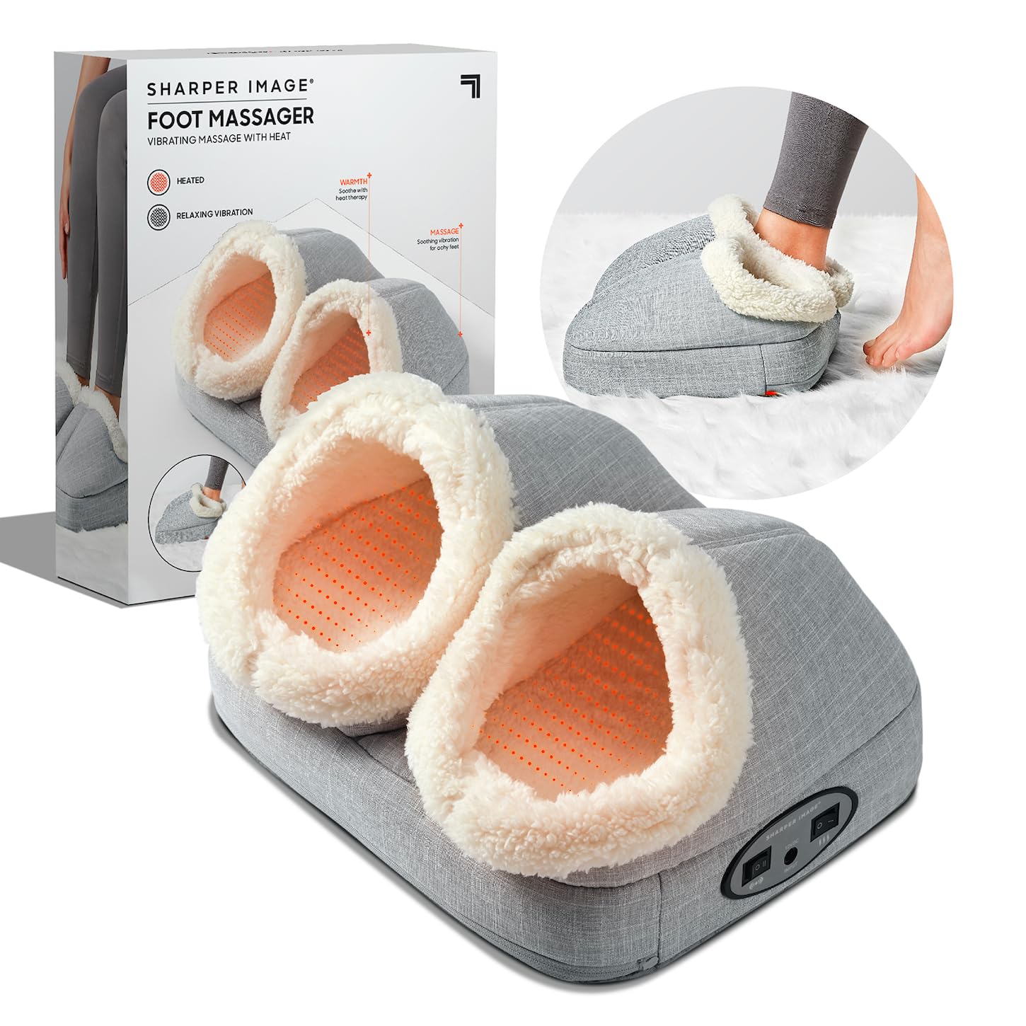 SHARPER IMAGE - Masseur de Pieds Vibrant Et Chauffant - Chauffe-Pieds électrique - Massage Et Relaxation - Massage Voute Plantaire - Pour Toutes Les Tailles - Cadeau Femme - Cadeau Homme