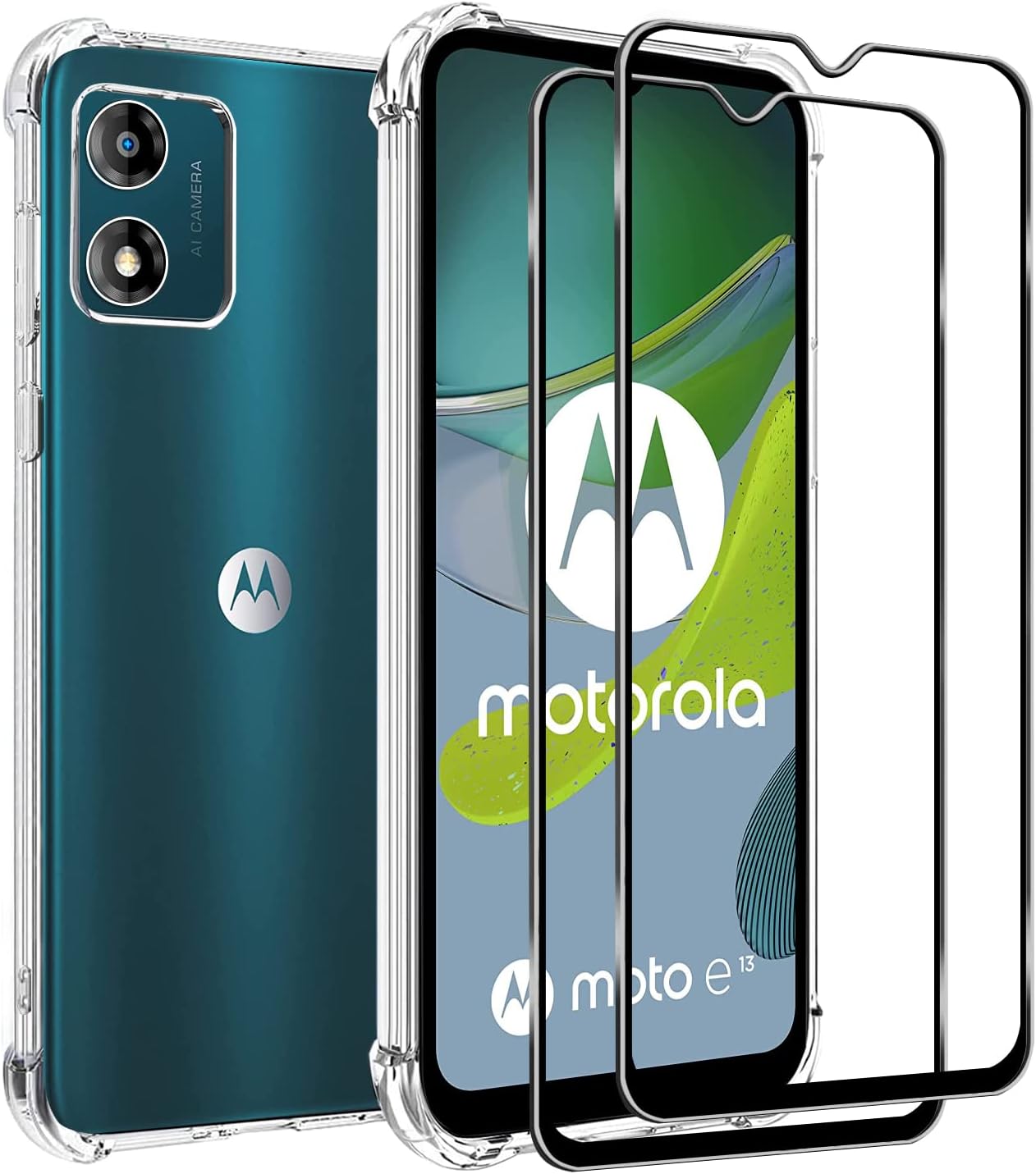 For Moto Motorola E13 Case and Screen Protector,Motorola E13 6.5” Clear ...