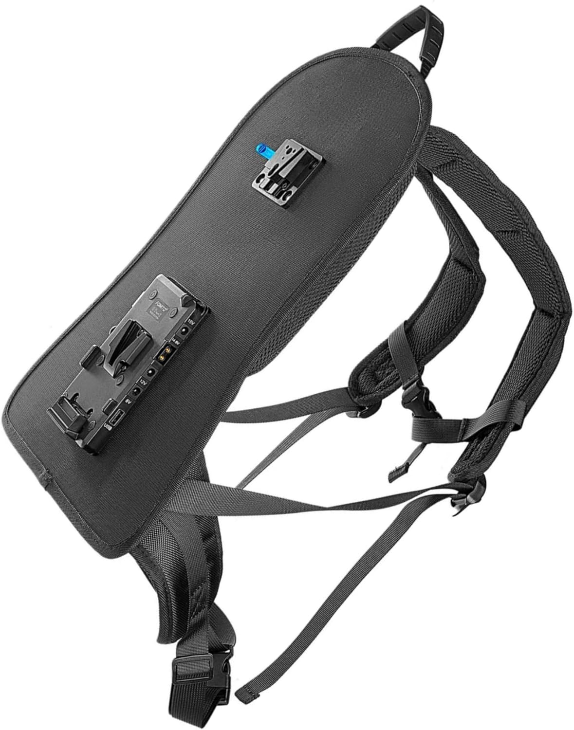 Camera Harness Vest Shoulder with V-Ports Plate Power System for V-Mount Battery Wireless Transmission Photography (Blue)