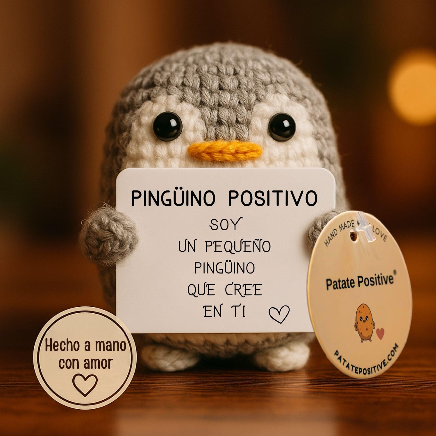 Pingüino Positivo© | Regalo Original y Divertido | Idea Graciosa | Fiesta Infantil y Adolescente | Cumpleaños Niño Niña | Peluche Divertido | Muñeca con Humor | Juguete Gracioso | Peluche Motivacional