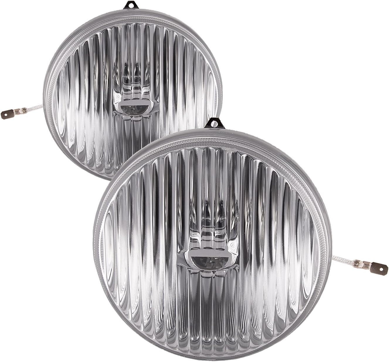 PERDE Fog Lights Compatible with 1987-1993 Ford Mustang Chrome Housing 2 Piece Left Driver and Right Passenger Side Fog Lamp Assembly