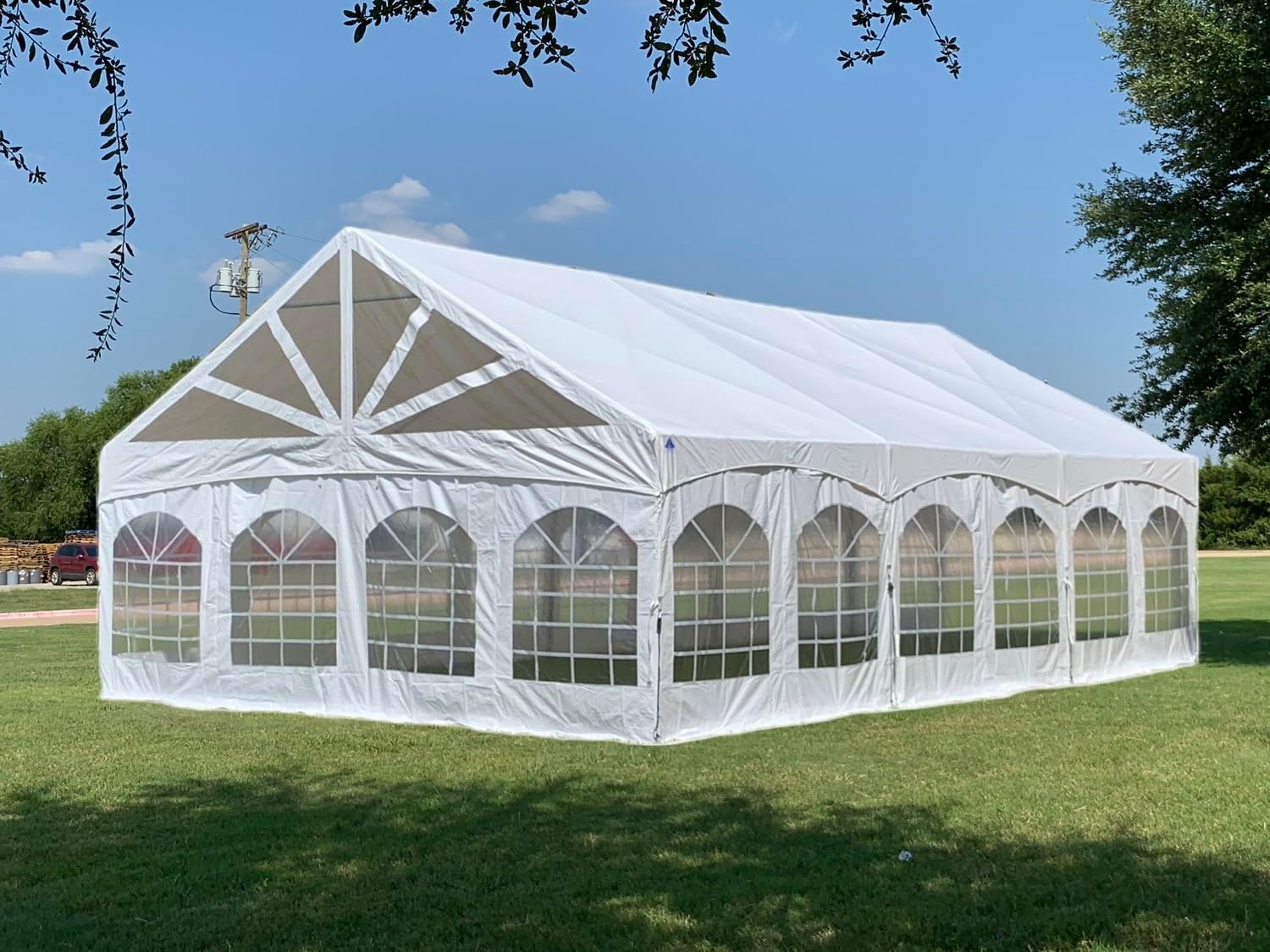 DELTA 30'x20' PVC Marquee Tent fully assembled with window walls