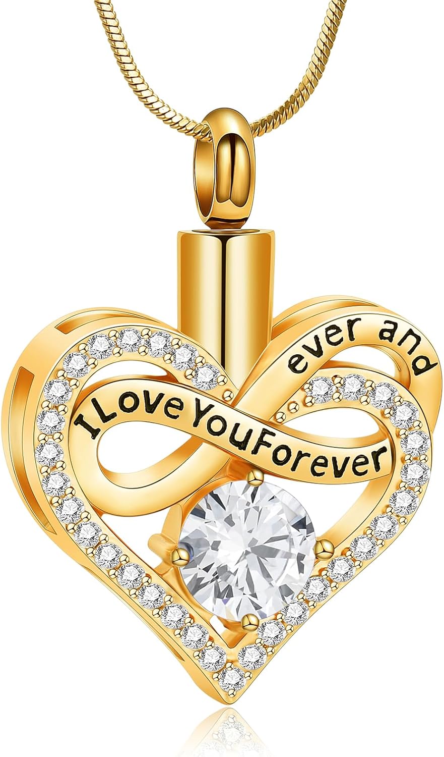Minicremation Urn Necklace for Ashes Infinite Heart Urn Pendant I Love You Forever Cremation Pendant for Women Ashes Necklace Keepsake Memorial Ash Jewelry