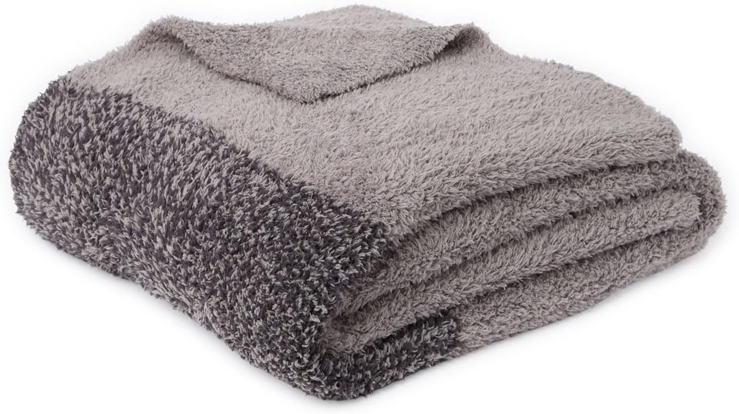 Barefoot Dreams Luxe Heathered Stripe Throw Blanket - 60" x 45" (Warm Gray / Carbon)