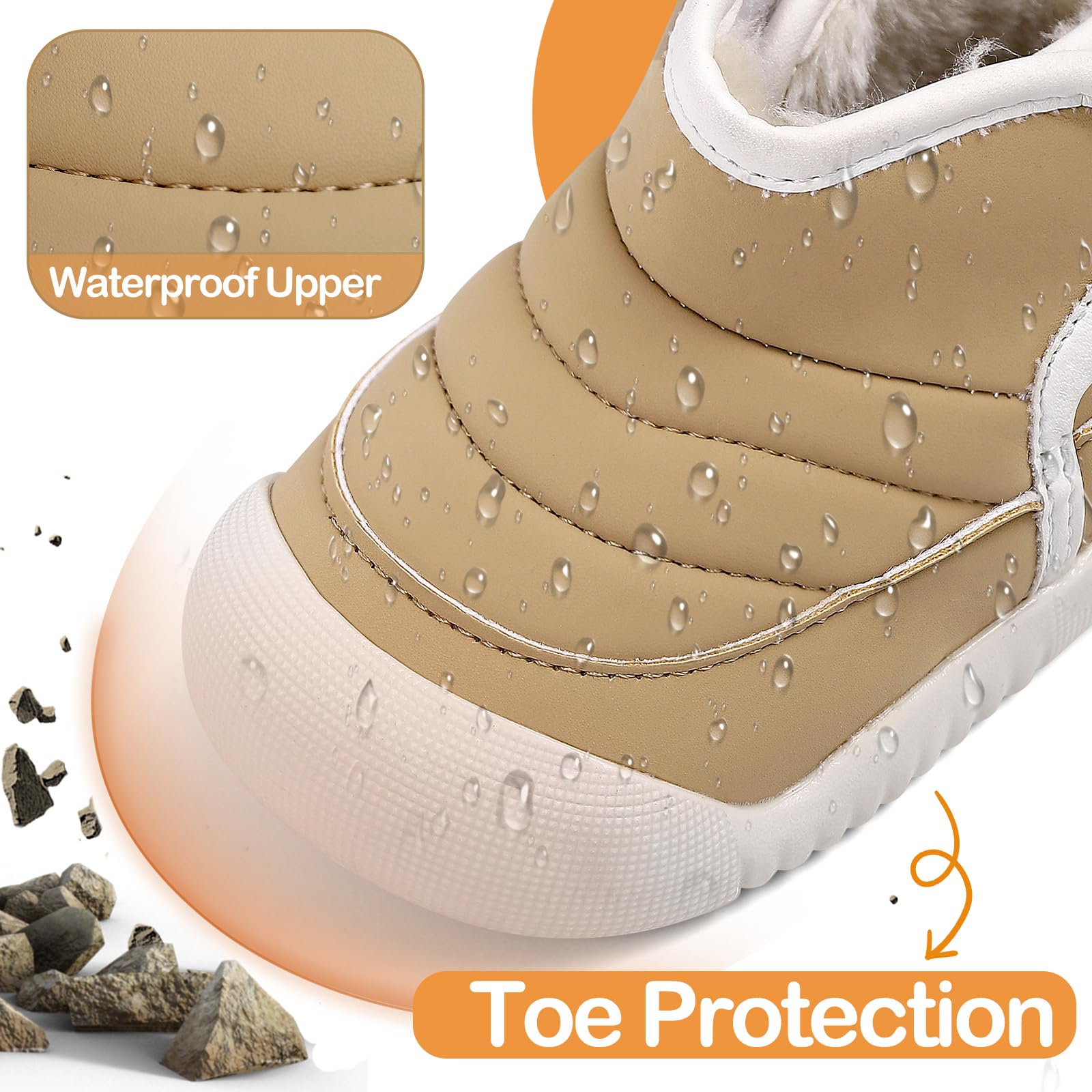 MK MATT KEELY Bottes Bébé Garçon Fille Hiver Bottines Imperméable Enfant Chaussures Peluche Chaud avec Semelle Caoutchouc Antidérapante