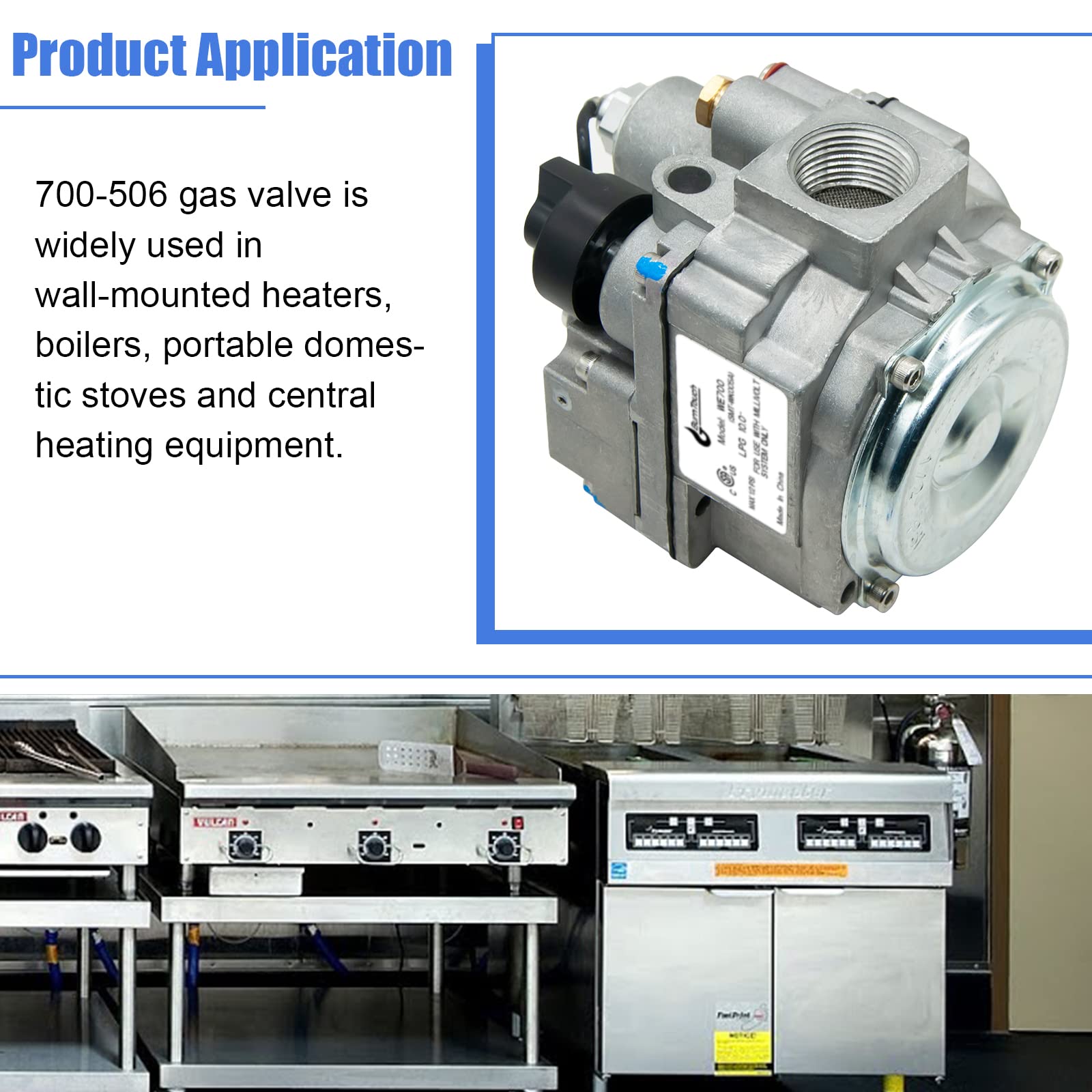 Válvula de gas 700-506, apertura rápida, 20000 BTU/H, válvula de gas combinada, ampliamente utilizada en mezclas naturales, fabricadas, mixtas, LPG y LPG/aire