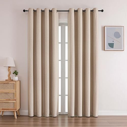 Miniatura 10 de Cortinas opacas de 84 pulgadas de largo, juego de 2 paneles, cortinas largas con aislamiento térmico, cortinas con ojales para oscurecimiento de