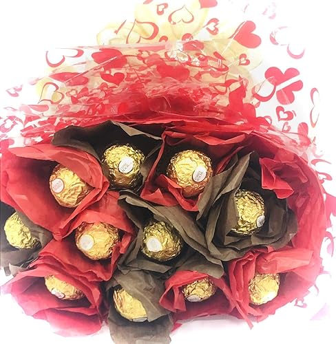 Miniatura 4 de Chocolates gourmet con leche de avellana, ramo de regalo de chocolate con caramelo, 24 unidades de rosas rojas comestibles
