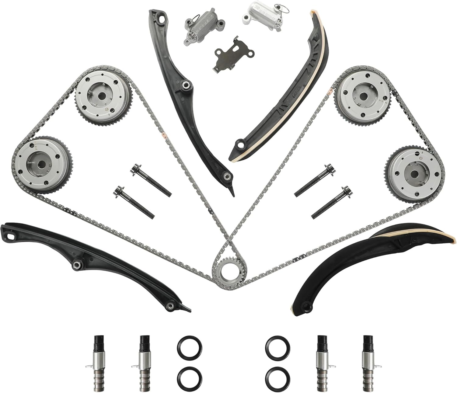 3.5L Timing Chain Kit with Chain Guide Tensioner Camshaft Phaser Sprocket Solenoid Fit For Ford F150 Ecoboost Expedition 2017-2023 For Lincoln Navigator 2018-2023#Replace ML3Z6C525A HL3Z6268A
