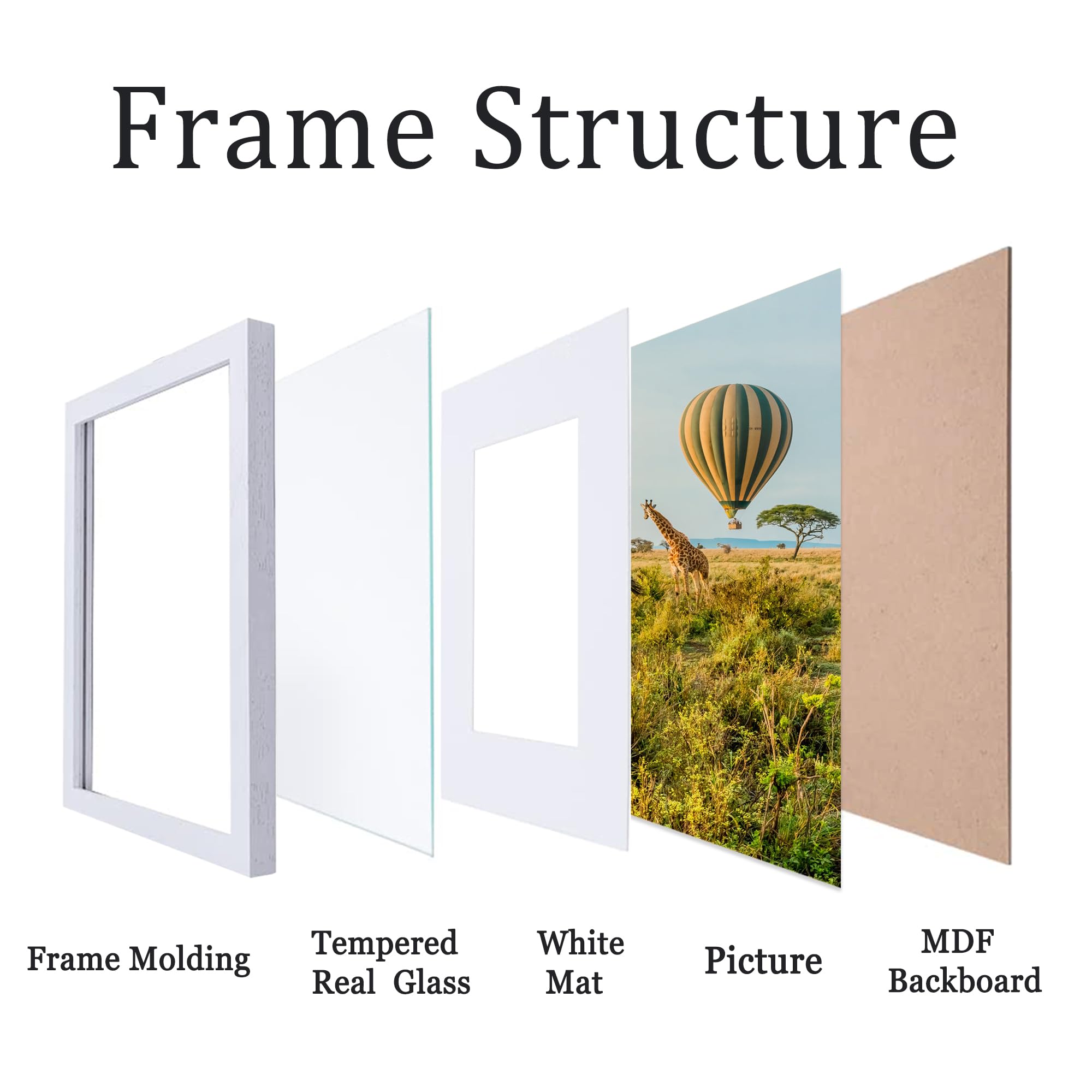 Lot de 2 cadres photo blancs de 30,5 x 40,6 cm, pour certificat, document, affiche, cadre en verre trempé HD, cadre en bois MDF de style traditionnel pour décoration murale, photo et impressions