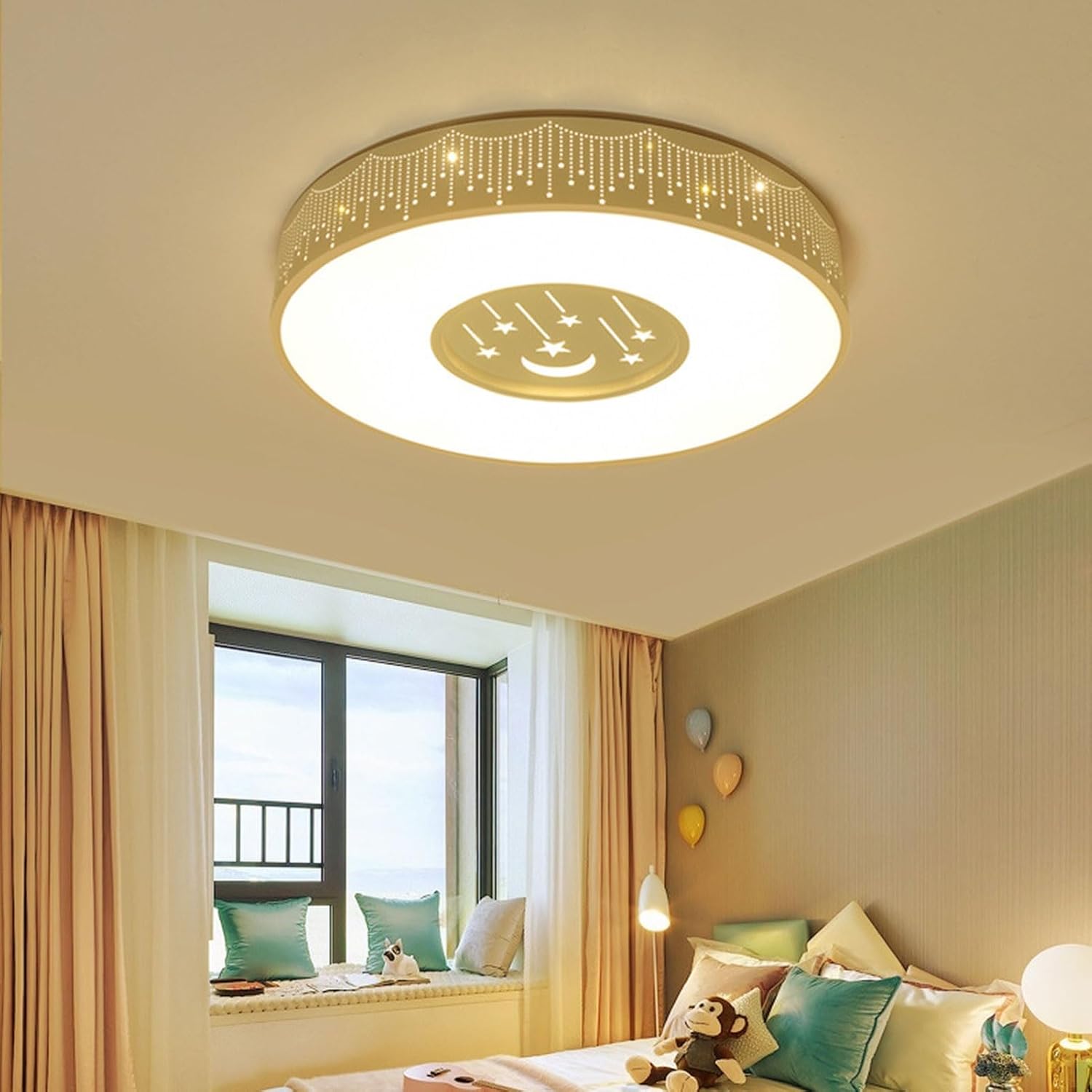 Mid Century Light Fixtures Flush Mount Ceiling L Moon Star Sceiling Light Modern Metal Acrylic Led Ceiling Lamp Flush Mount Close to Ceiling Light Fixtures for Childrens Room Bedroom Kindergarten/Whit