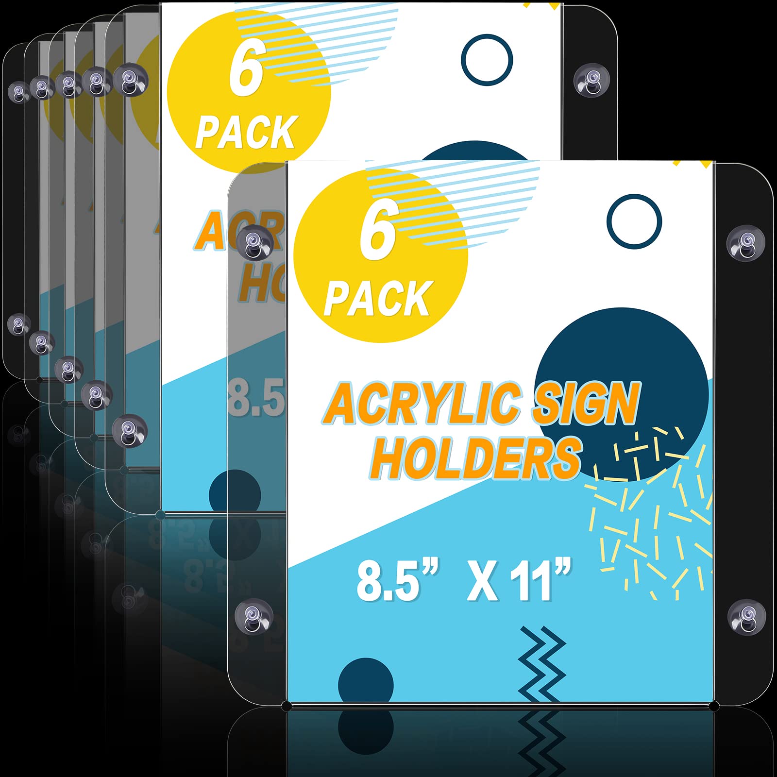 Buy 6 Pack Acrylic Sign Holder with 4 Suction Cups 8.5 x 11 Inch