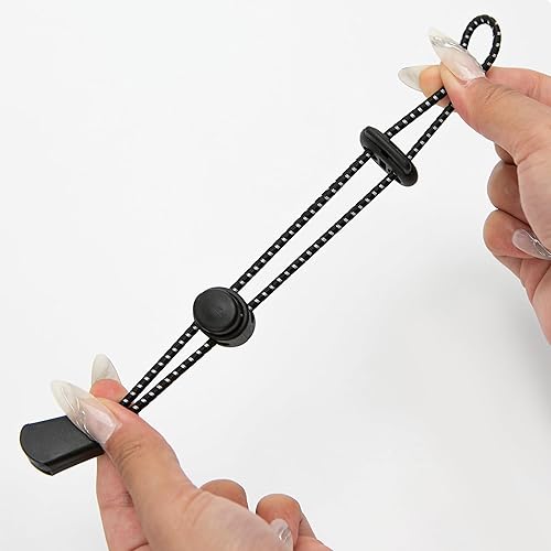 Miniatura 8 de 2 soportes ajustables negros para palos de senderismo, hebilla de fijación para bastón de caminar con cordón elástico, cordones de seguridad para