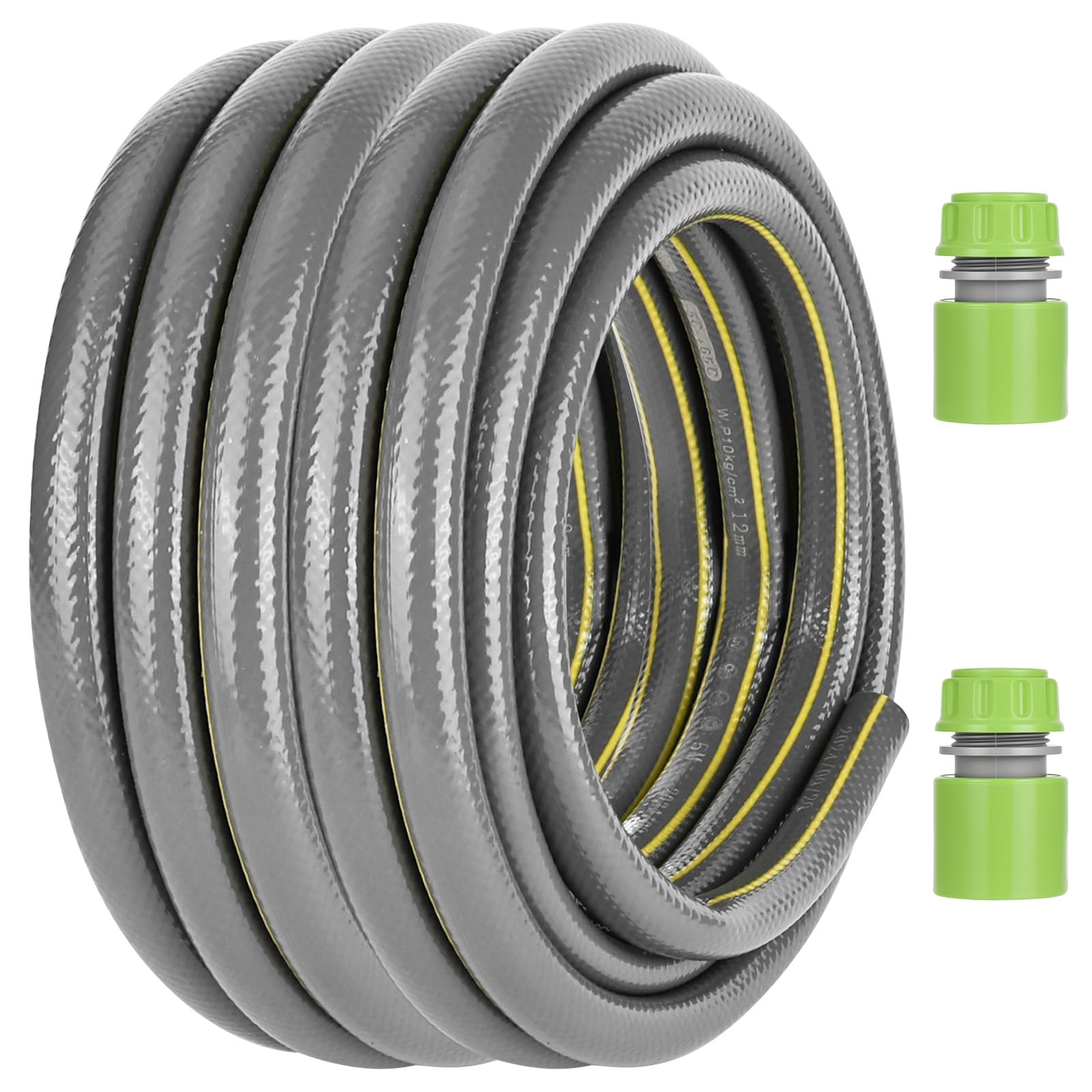 elthmpr Garden Hose Pipe 10m - 1/2" Water Hose 4 Layer Reinforced Water Hose Pipe with 2 Quick Connectors, Anti Kinking Hosepipes PVC Flexible Irrigation Tubing UV Frost Resistant for Outdoor Garden