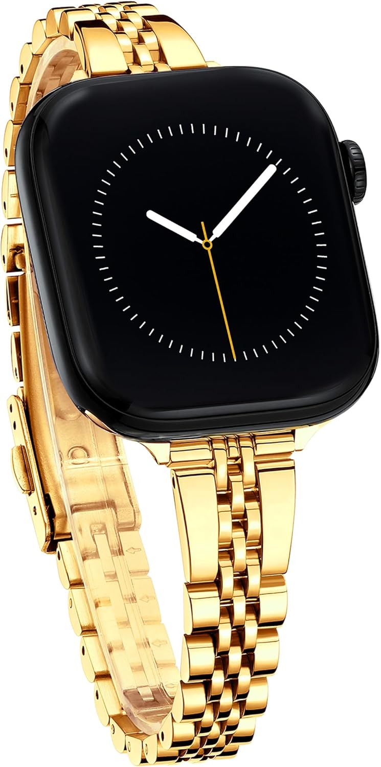 Slim Watch Band for Apple Watch Series 11, 10, 9, 8, 7, 6, 5, 4, 3, 2, 1 and SE 3/2/1 for Women, Dressy Stainless Steel Metal Band for Apple Watch 40mm 41mm 42mm 38mm 44mm 45mm 46mm for iWatch Band