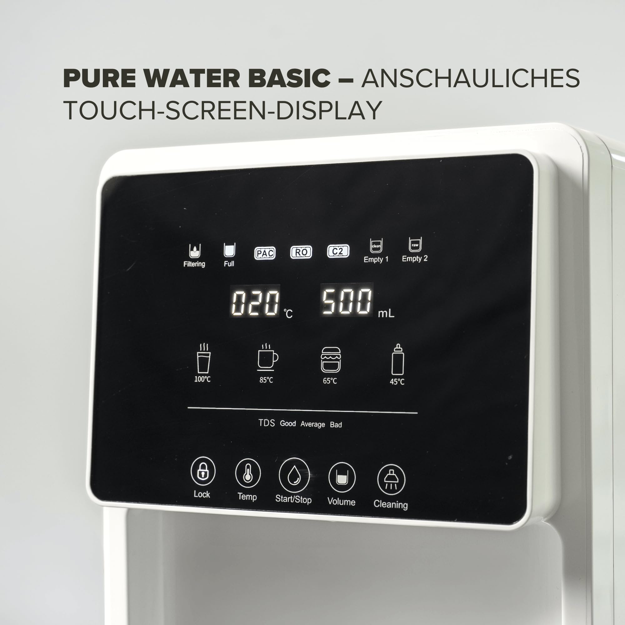 Health Rise Pure Water Basic | Umkehrosmose Wasserfilter | 7 Liter Tank | Heißwasserfunktion | für Haushalt & Büro