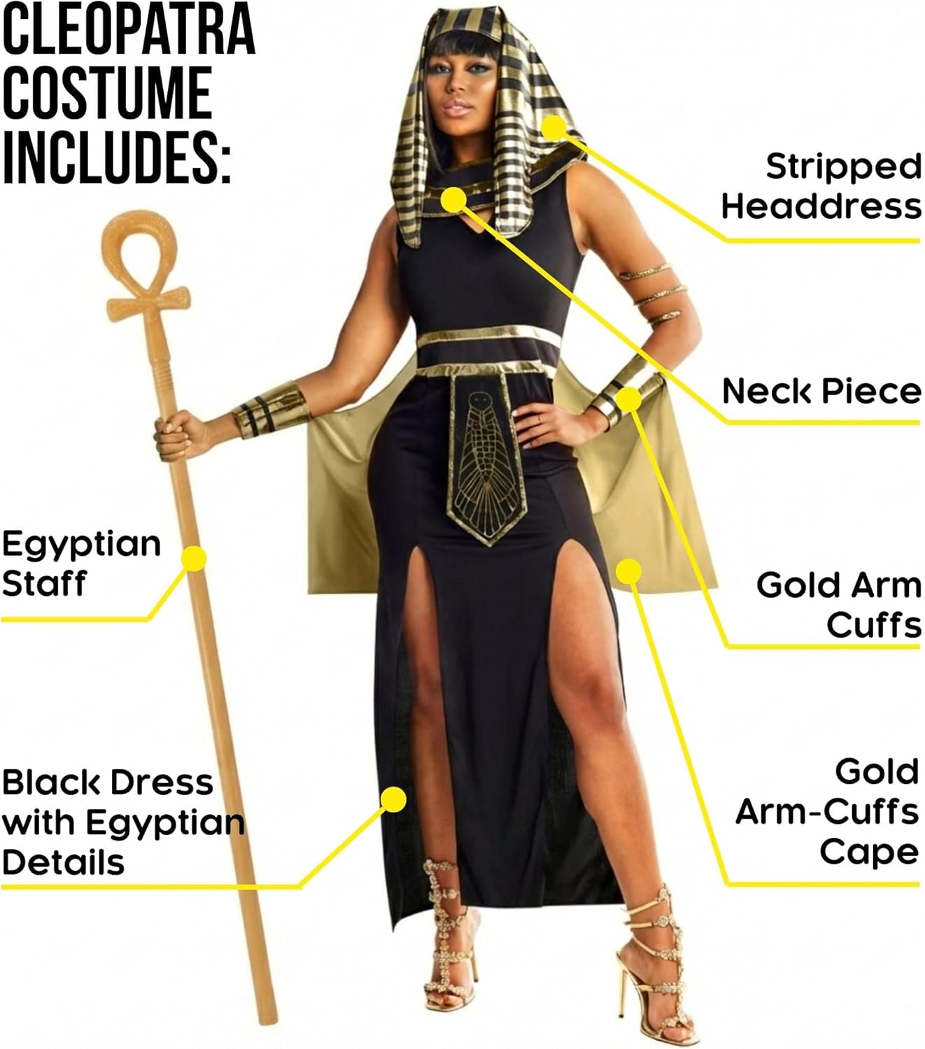 Morph Cleopatra Costume for Women With Staff - Egyptian Halloween Costume For Women, Cleopatra Costumes Adult - Image 2