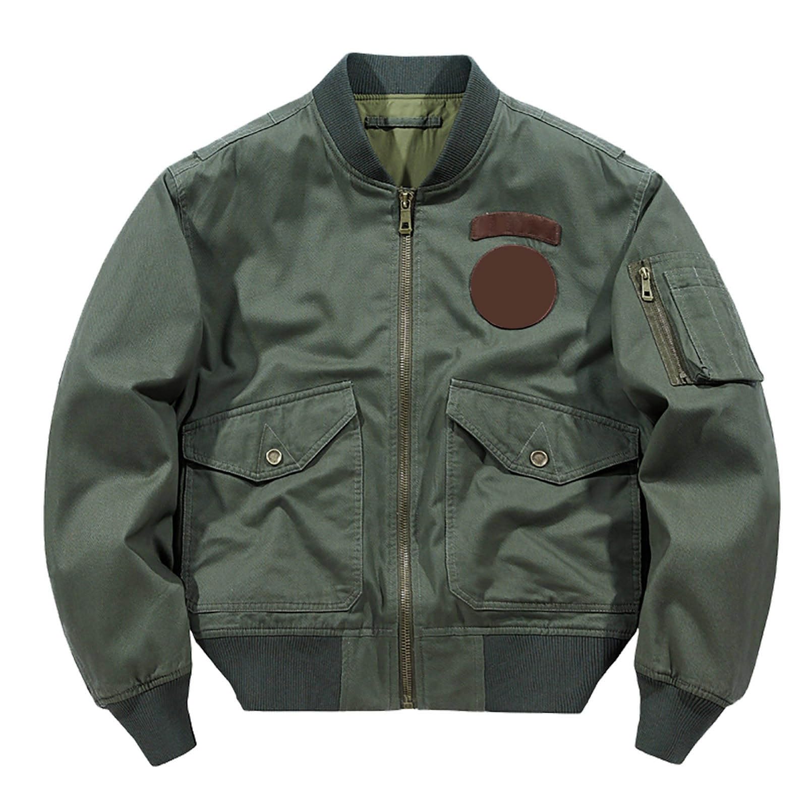 Bomber da uomo, capispalla con zip frontale, tasca sulle maniche e polsini a costine, giacca primaverile e autunnale per pendolari e abbigliamento per il fine settimana, abbigliamento quotidiano