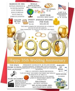 Happy 35th Wedding Anniversary Card for Dad Mom,Funny 35 Years Wedding Ideas Gifts for Couple Husband Wife,Vintage Anniversary Cards