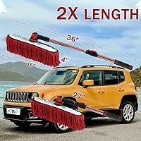 Vista 2 de Plumero para automóvil con mango extensible, exterior libre de arañazos, kit de cepillo de pelo de algodón encerado para camión, SUV, RV