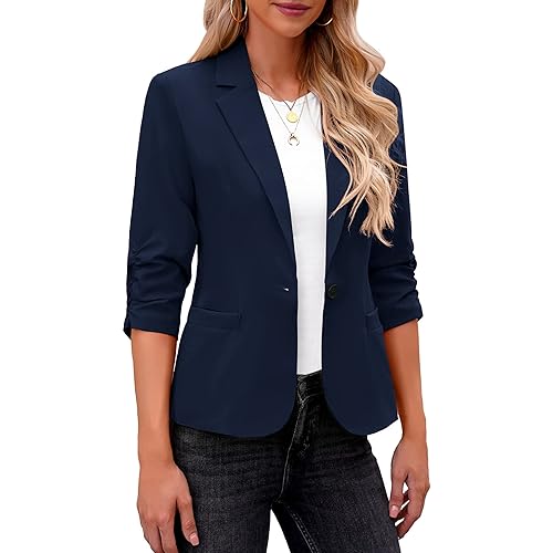 LookbookStore Blazers for Women Suit Jackets Dressy 3/4 Sleeve Blazer Business Casual Outfits for Work
