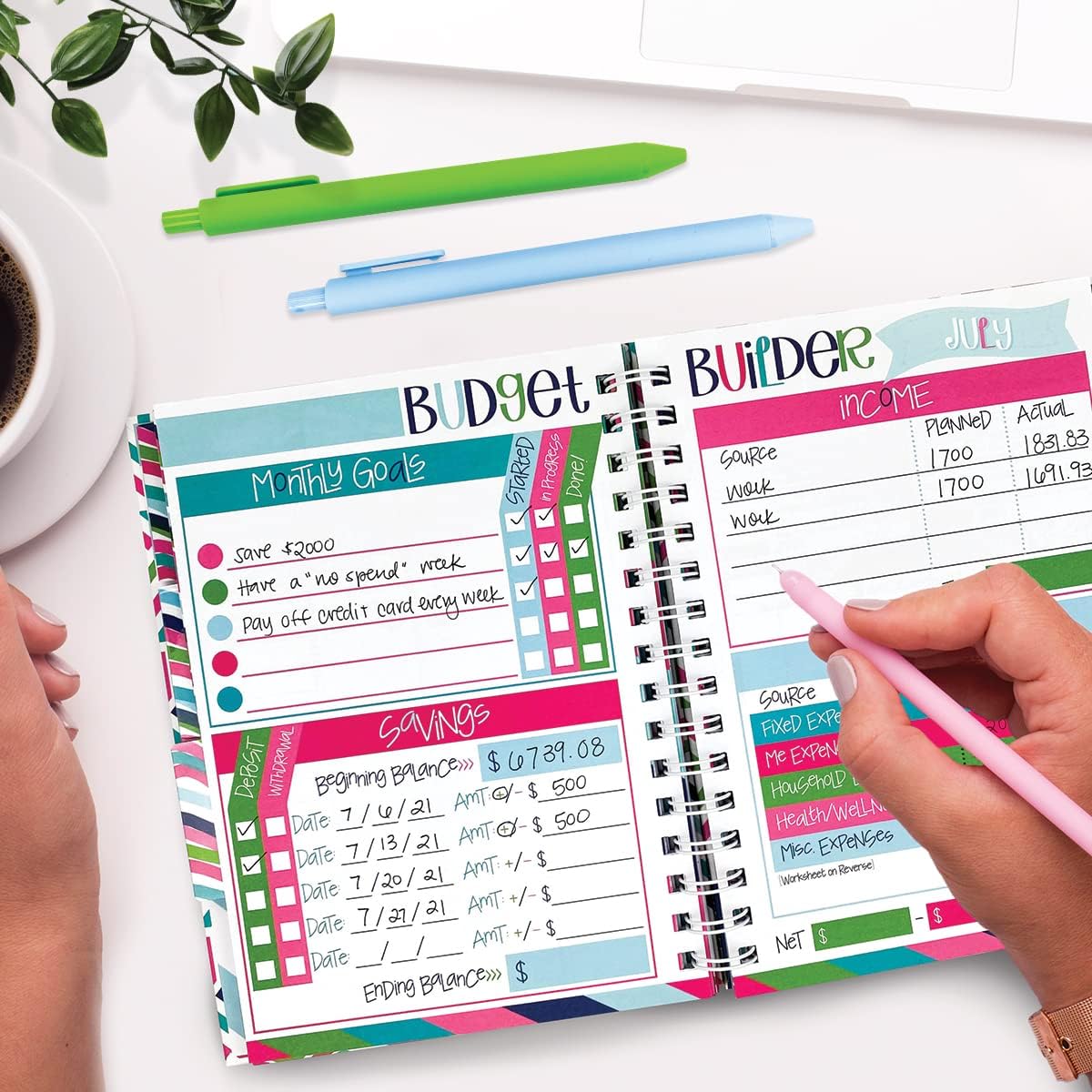 Budget Binder with 1,126 Stickers – Undated Monthly Budget Planner & Financial Workbook – Bill Organizer, Debt & Savings Tracker, Expense Log Book for Women, Household & Small Business