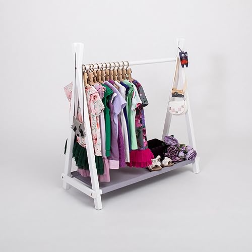 Miniatura 7 de Children's Wardrobe, Montessori Open Wardrobe, Montessori Teepee Style Clothing Rack with a Storage, Shop Display Rack, Retail Display Rack, Pet