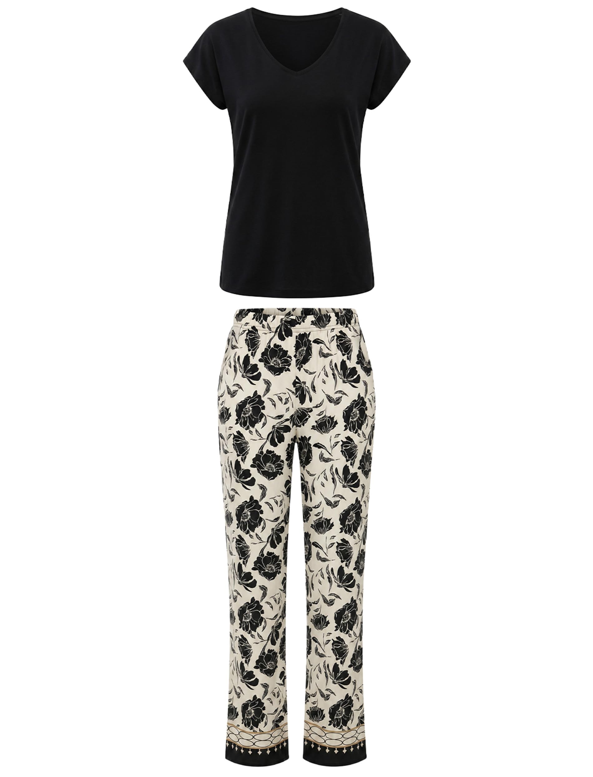 Vivisence Mujer Pijama Modal Y Algodon con Bolsillos Comodidad para Dormir