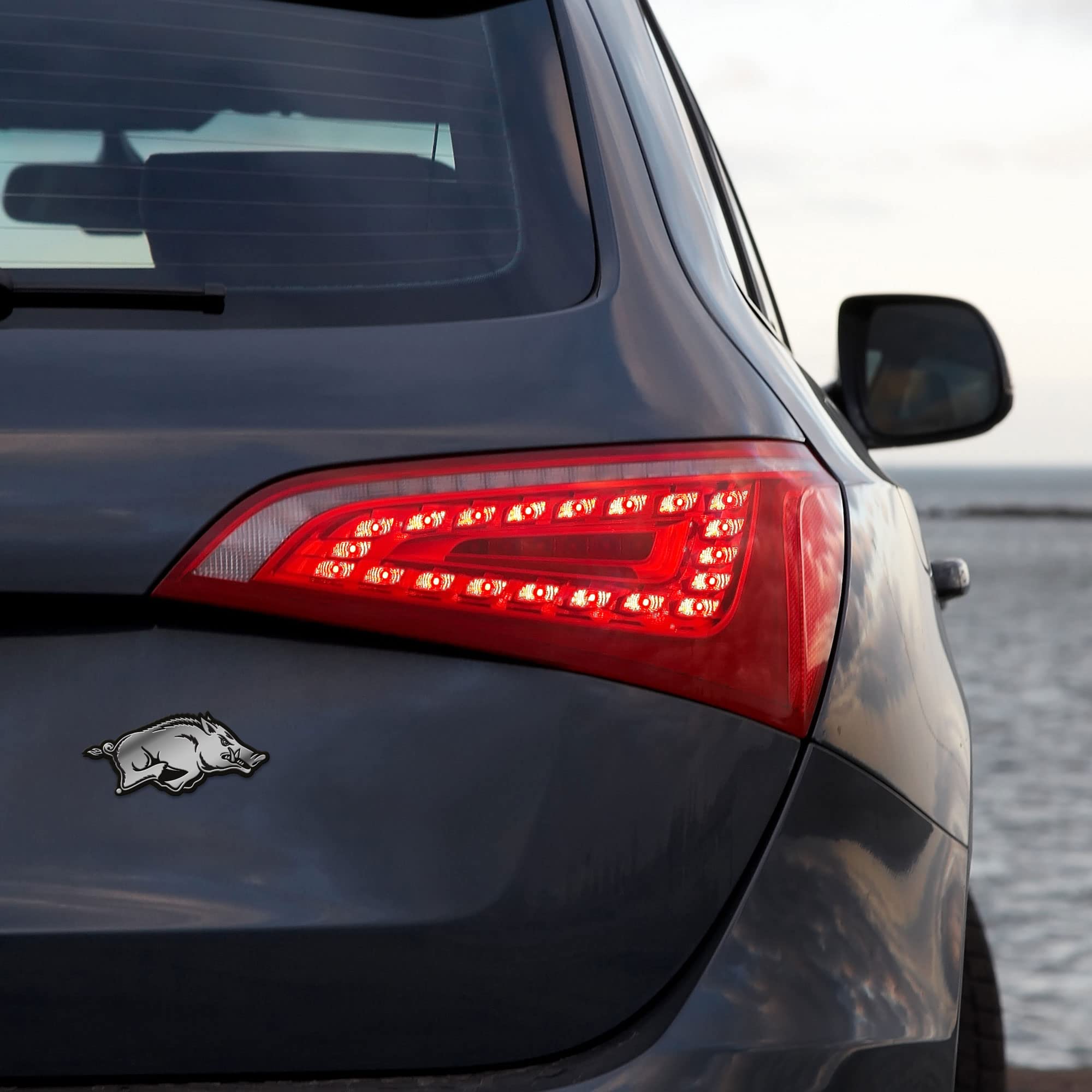 Rico Industries NCAA Arkansas Razorbacks Chrome Finished Auto Emblem 3D Sticker , Silver