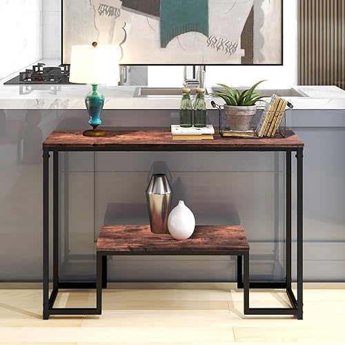 Console Table Narrow Sofa Table Industrial Entryway Table Rustic Hallway Table Foyer Table for Entryway,Hallway, Sofa,Living Room,Kitchen Rustic Brown