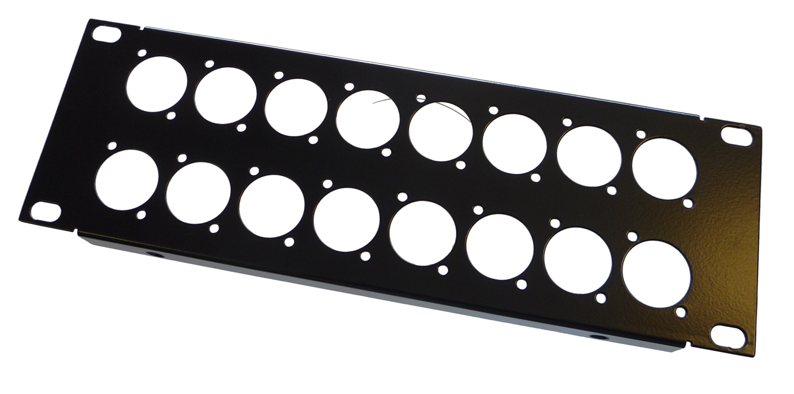AllMetalParts 2U 10.5" Half Rack 16 XLR Hole Panel Black