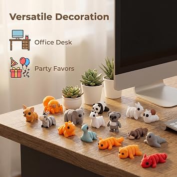 30Pcs Mini 3D Printed Animals Figures Set Articulated Fidget Toys Flexible Animal Desk Pets for Party Favors Classroom Rewards Goodie Bag Stuffers